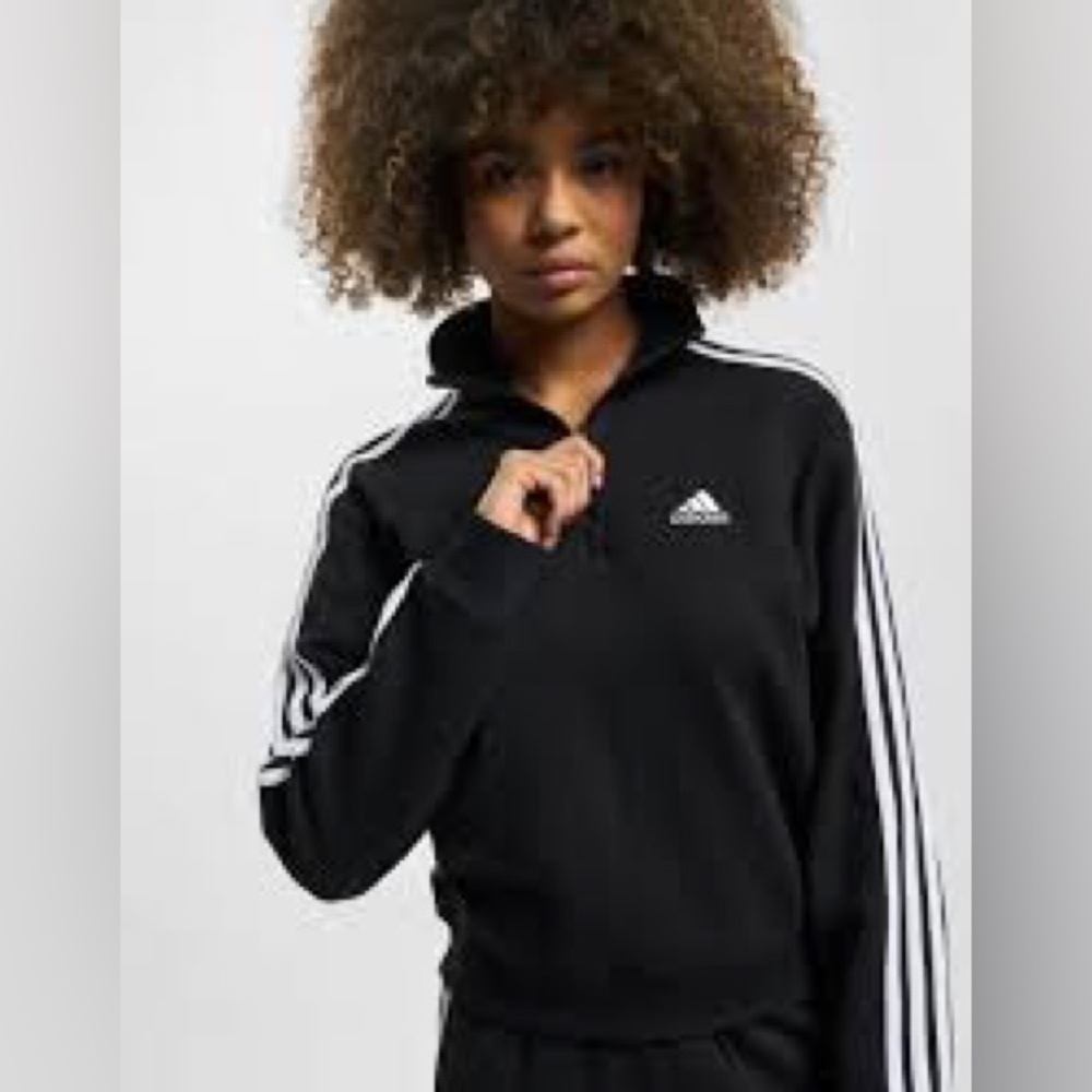 ADIDAS SPORT TRACK SUIT ATHLETIC SPORT JACKET sz S EUC Black Full Zip